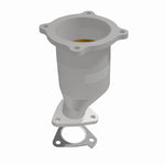 MagnaFlow 24095 hm grade direct-fit catalytic converter, front three-quarter view of the turntable spin