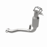 MagnaFlow 4481023 carb direct-fit catalytic converter, opposite rear three-quarter view of the turntable spin
