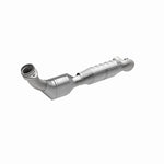 MagnaFlow 93144 hm grade direct-fit catalytic converter, front three-quarter view of the turntable spin