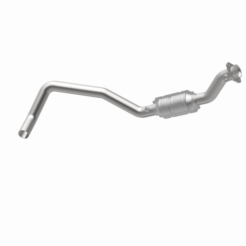 MagnaFlow 93417 hm grade direct-fit catalytic converter, opposite rear three-quarter view of the turntable spin