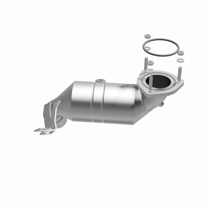 MagnaFlow 52015 oem grade direct-fit catalytic converter, opposite front three-quarter view of the turntable spin
