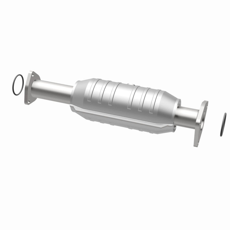 MagnaFlow 49026 oem grade direct-fit catalytic converter, opposite rear three-quarter view of the turntable spin