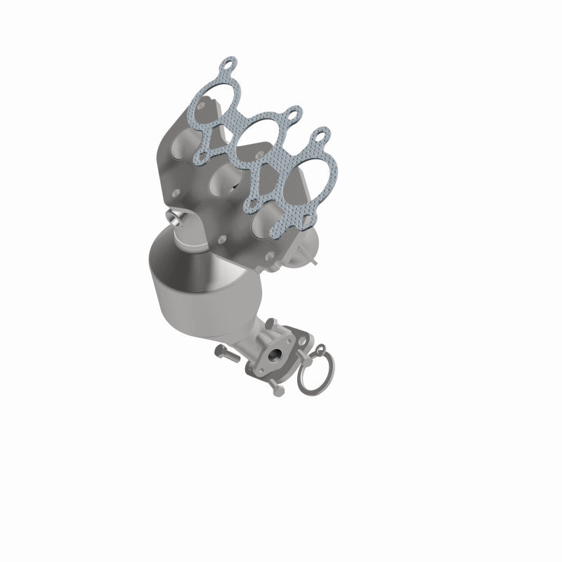 MagnaFlow 52018 oem grade manifold converter, front three-quarter view of the turntable spin