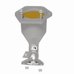 MagnaFlow 52128 oem grade direct-fit catalytic converter, rear three-quarter view of the turntable spin