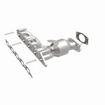 MagnaFlow 452425 carb manifold converter, front three-quarter view of the turntable spin