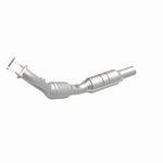 MagnaFlow 551673 carb direct-fit catalytic converter, front three-quarter view of the turntable spin