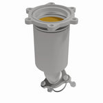 MagnaFlow 452871 carb direct-fit catalytic converter, front three-quarter view of the turntable spin