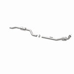 MagnaFlow 454040 carb direct-fit catalytic converter, opposite rear three-quarter view of the turntable spin