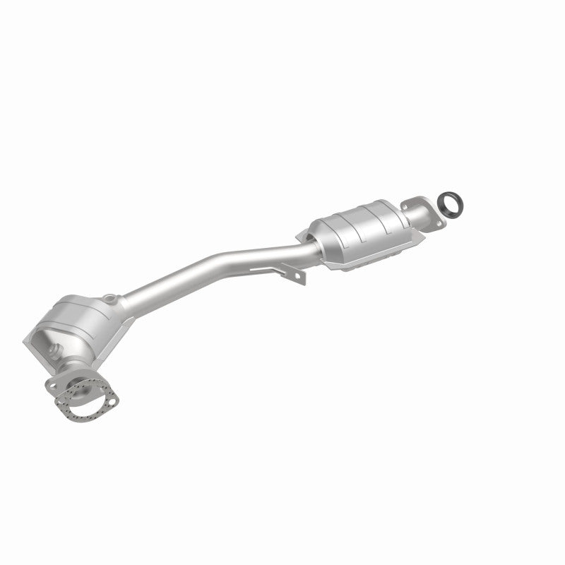 MagnaFlow 49490 oem grade direct-fit catalytic converter, front three-quarter view of the turntable spin