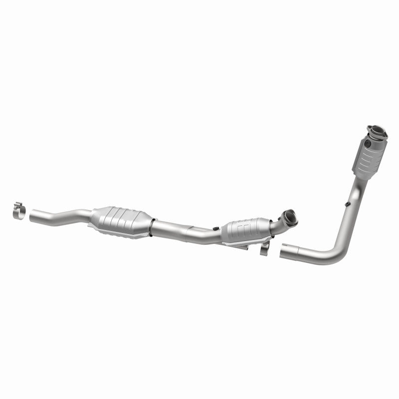 MagnaFlow 23959 hm grade direct-fit catalytic converter, opposite rear three-quarter view of the turntable spin
