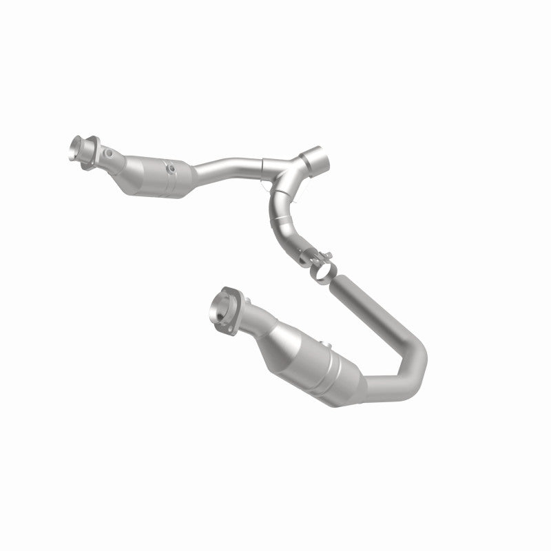 MagnaFlow 52291 oem grade direct-fit catalytic converter, front three-quarter view of the turntable spin