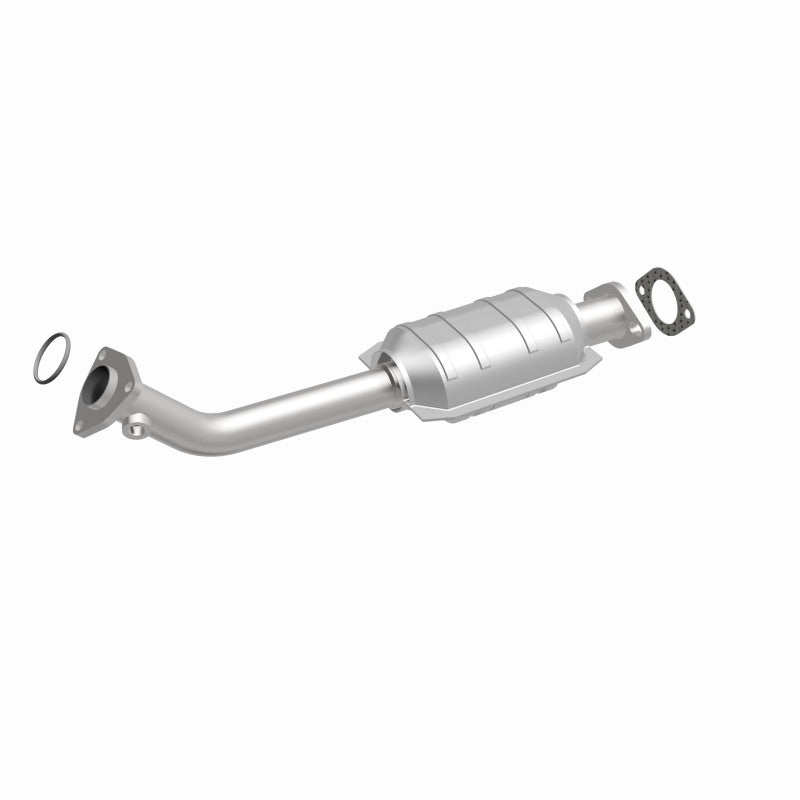 MagnaFlow 447230 carb direct-fit catalytic converter, front three-quarter view of the turntable spin