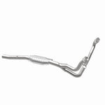 MagnaFlow 93214 hm grade direct-fit catalytic converter, opposite rear three-quarter view of the turntable spin