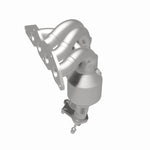 MagnaFlow 49347 oem grade manifold converter, rear three-quarter view of the turntable spin