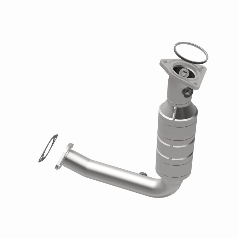 MagnaFlow 49230 oem grade direct-fit catalytic converter, opposite rear three-quarter view of the turntable spin