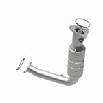 MagnaFlow 49230 oem grade direct-fit catalytic converter, opposite rear three-quarter view of the turntable spin