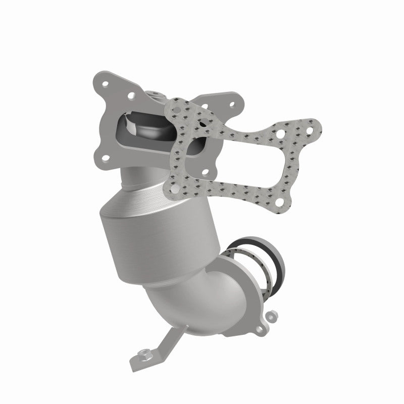 MagnaFlow 52032 oem grade manifold converter, front three-quarter view of the turntable spin
