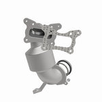 MagnaFlow 52032 oem grade manifold converter, front three-quarter view of the turntable spin