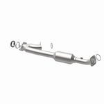 MagnaFlow 5491211 carb direct-fit catalytic converter, opposite rear three-quarter view of the turntable spin