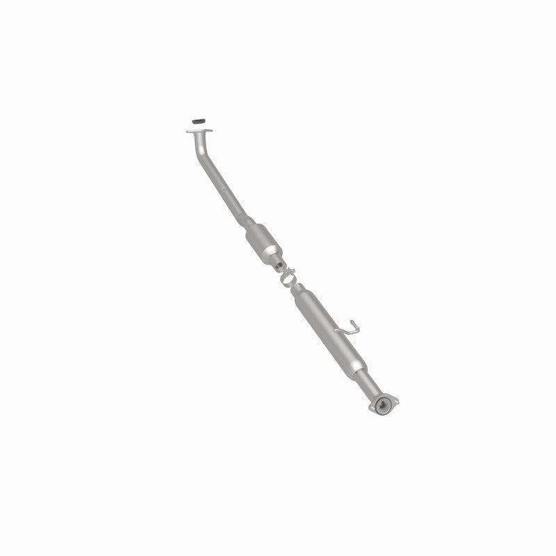 MagnaFlow 5571095 carb direct-fit catalytic converter, rear three-quarter view of the turntable spin