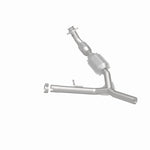 MagnaFlow 93665 hm grade direct-fit catalytic converter, rear three-quarter view of the turntable spin