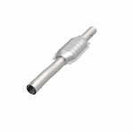 MagnaFlow 93139 hm grade direct-fit catalytic converter, opposite front three-quarter view of the turntable spin