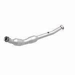 MagnaFlow 49724 oem grade direct-fit catalytic converter, front three-quarter view of the turntable spin
