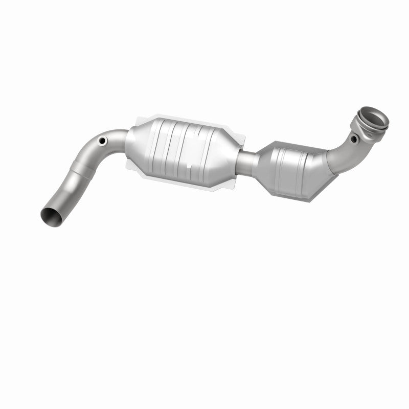 MagnaFlow 93144 hm grade direct-fit catalytic converter, opposite rear three-quarter view of the turntable spin