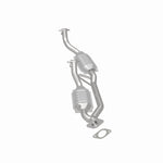 MagnaFlow 23543 hm grade direct-fit catalytic converter, rear three-quarter view of the turntable spin
