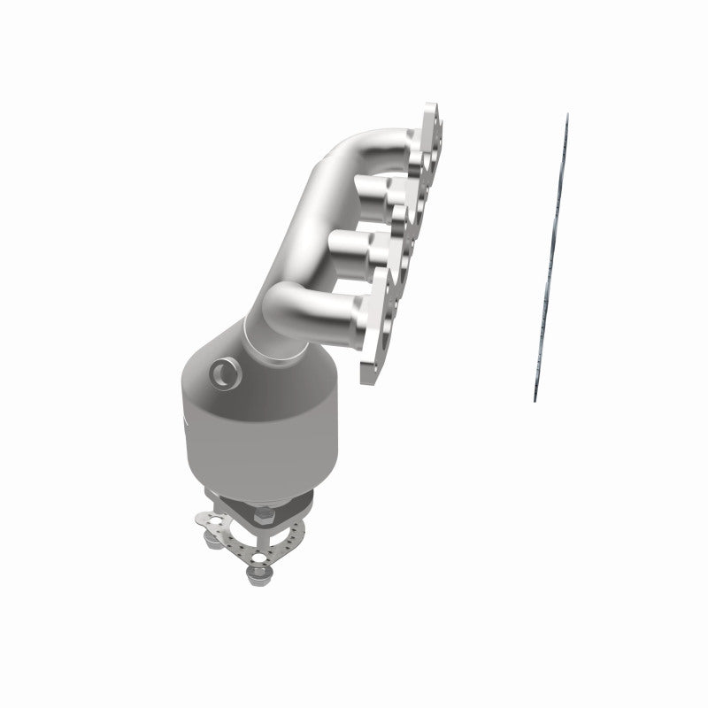 MagnaFlow 452039 carb manifold converter, side view of the turntable spin