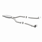 MagnaFlow 24169 hm grade direct-fit catalytic converter, opposite rear three-quarter view of the turntable spin