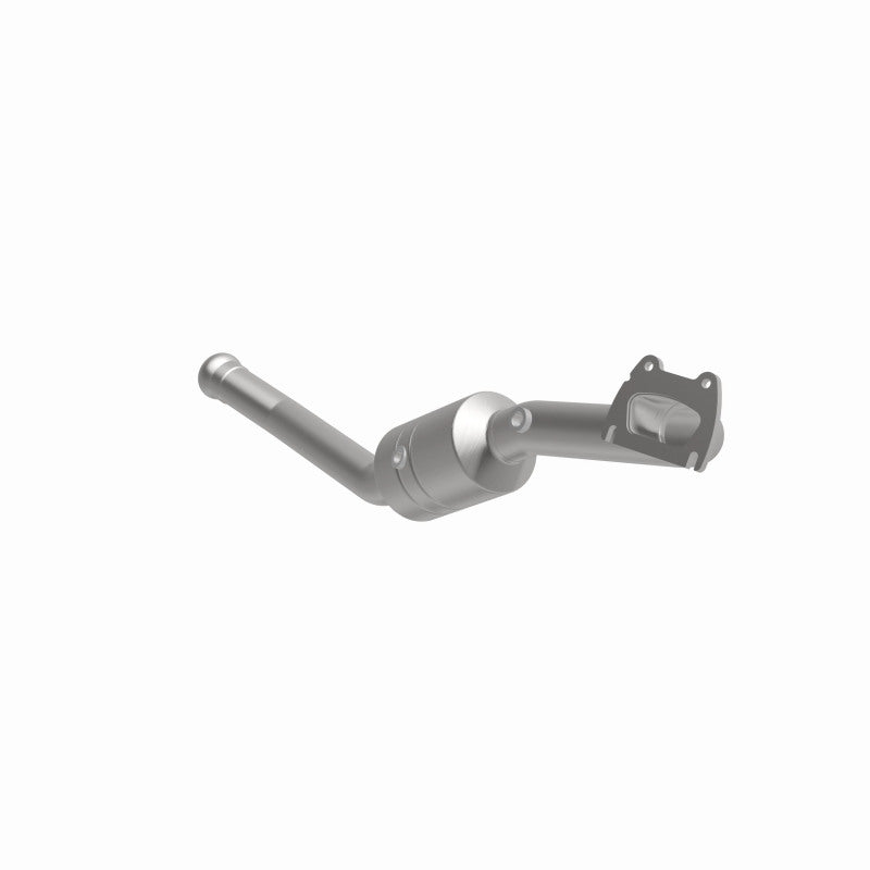 MagnaFlow 5551723 carb direct-fit catalytic converter, front three-quarter view of the turntable spin