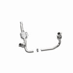 MagnaFlow 458012 carb direct-fit catalytic converter, opposite side view of the turntable spin