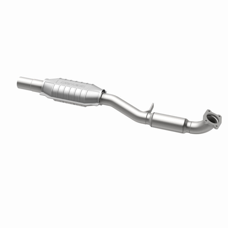 MagnaFlow 49528 oem grade direct-fit catalytic converter, opposite rear three-quarter view of the turntable spin