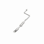 MagnaFlow 280039 oem grade direct-fit catalytic converter, opposite front three-quarter view of the turntable spin