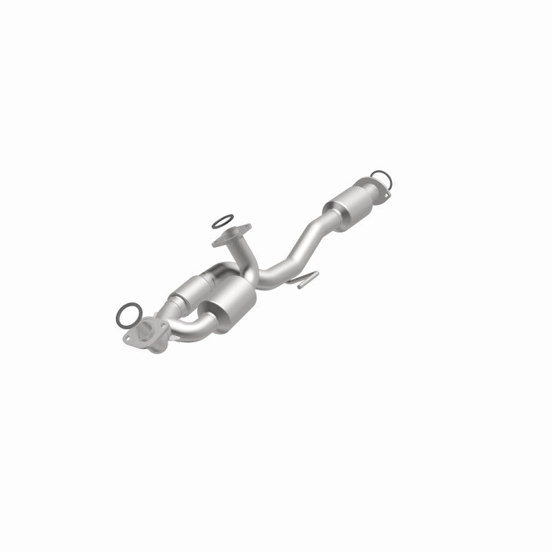 MagnaFlow 52086 oem grade direct-fit catalytic converter, opposite front three-quarter view of the turntable spin