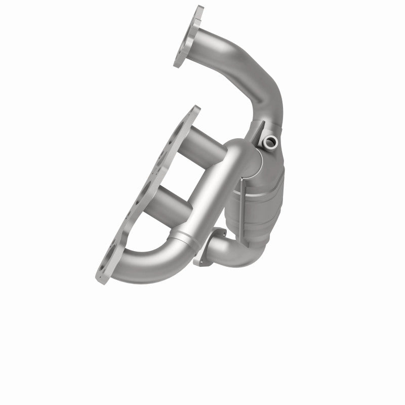 MagnaFlow 49536 oem grade manifold converter, opposite rear three-quarter view of the turntable spin