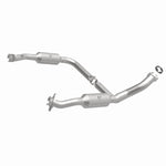 MagnaFlow 93404 hm grade direct-fit catalytic converter, front three-quarter view of the turntable spin
