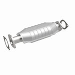 MagnaFlow 447210 carb direct-fit catalytic converter, front three-quarter view of the turntable spin