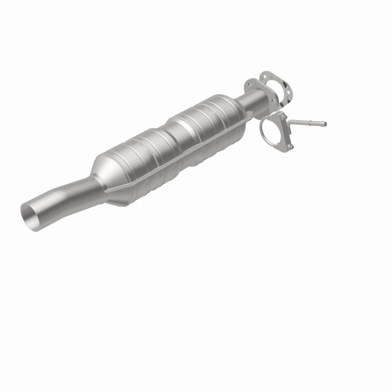 MagnaFlow 52228 oem grade direct-fit catalytic converter, rear view of the turntable spin