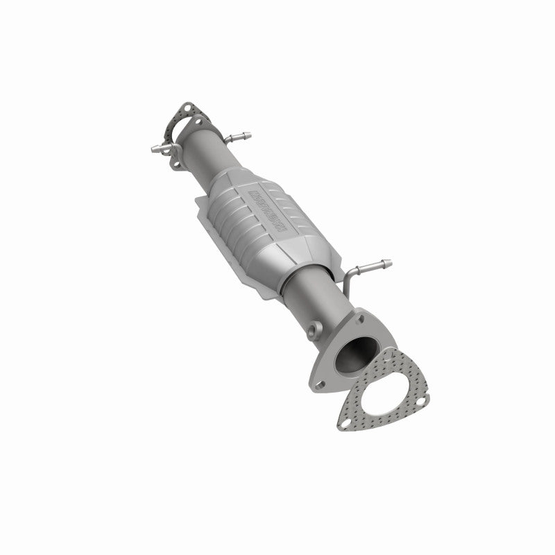 MagnaFlow 93484 hm grade direct-fit catalytic converter, rear three-quarter view of the turntable spin
