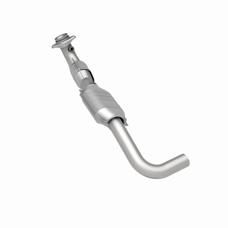 MagnaFlow 23526 hm grade direct-fit catalytic converter, rear three-quarter view of the turntable spin