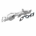 MagnaFlow 49997 oem grade manifold converter, opposite front three-quarter view of the turntable spin