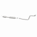 MagnaFlow 280039 oem grade direct-fit catalytic converter, side view of the turntable spin