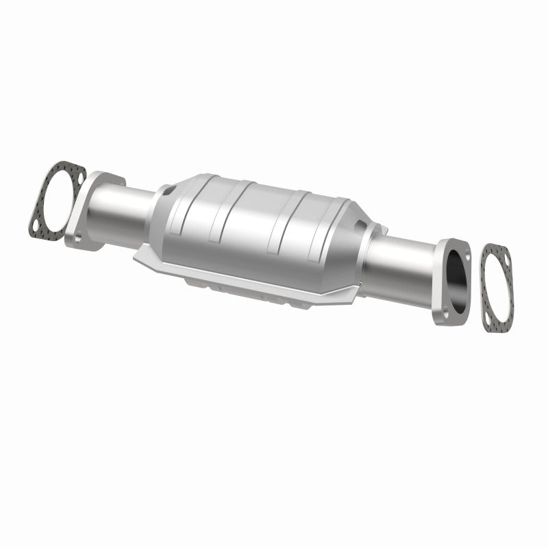 MagnaFlow 49447 oem grade direct-fit catalytic converter, opposite rear three-quarter view of the turntable spin