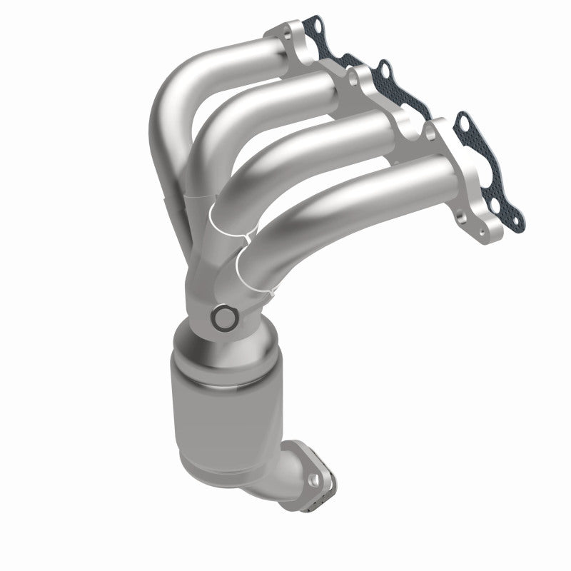 MagnaFlow 49369 oem grade manifold converter, front three-quarter view of the turntable spin