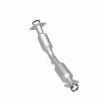 MagnaFlow 52710 oem grade direct-fit catalytic converter, rear three-quarter view of the turntable spin