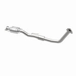 MagnaFlow 441769 carb direct-fit catalytic converter, opposite rear three-quarter view of the turntable spin