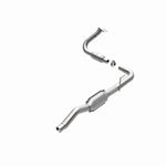 MagnaFlow 447270 carb direct-fit catalytic converter, rear view of the turntable spin