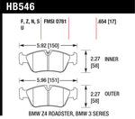 Hawk 08 BMW Z4 3.0L HPS 5.0 Front Brake Pads